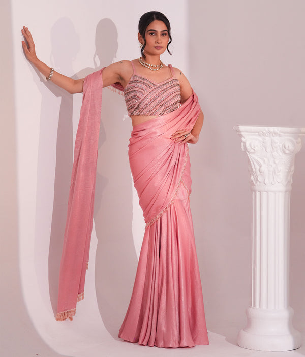 Meher Mirage Rosรฉ Saree