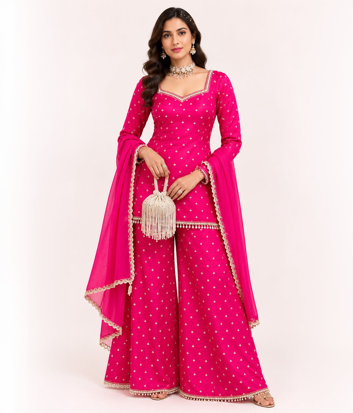 Pink Patakha Palazzo set