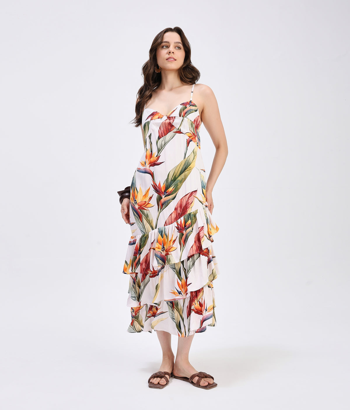 Tropical Bloom Ruffle Dress