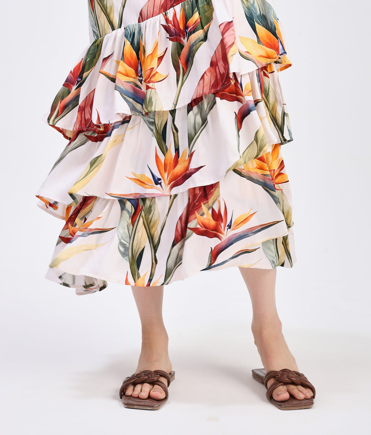 Tropical Bloom Ruffle Dress