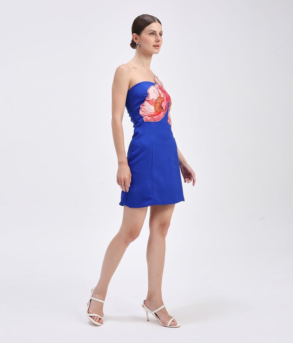 Cobalt Applique Mini Tube Dress