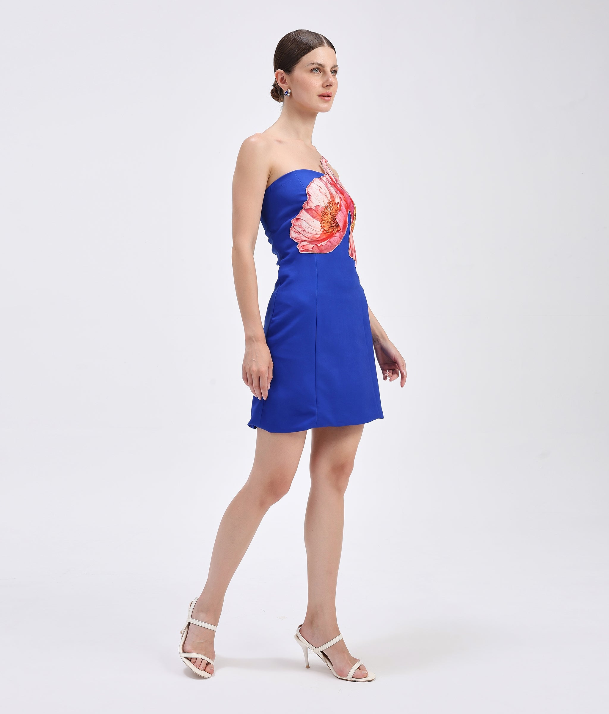 Cobalt Applique Mini Tube Dress