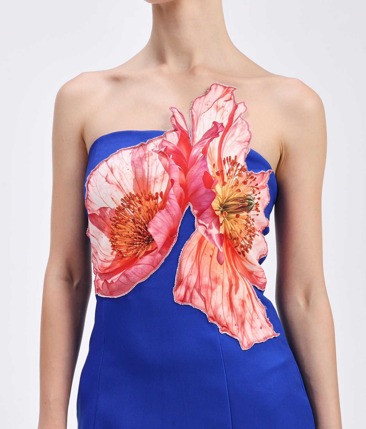 Cobalt Applique Mini Tube Dress