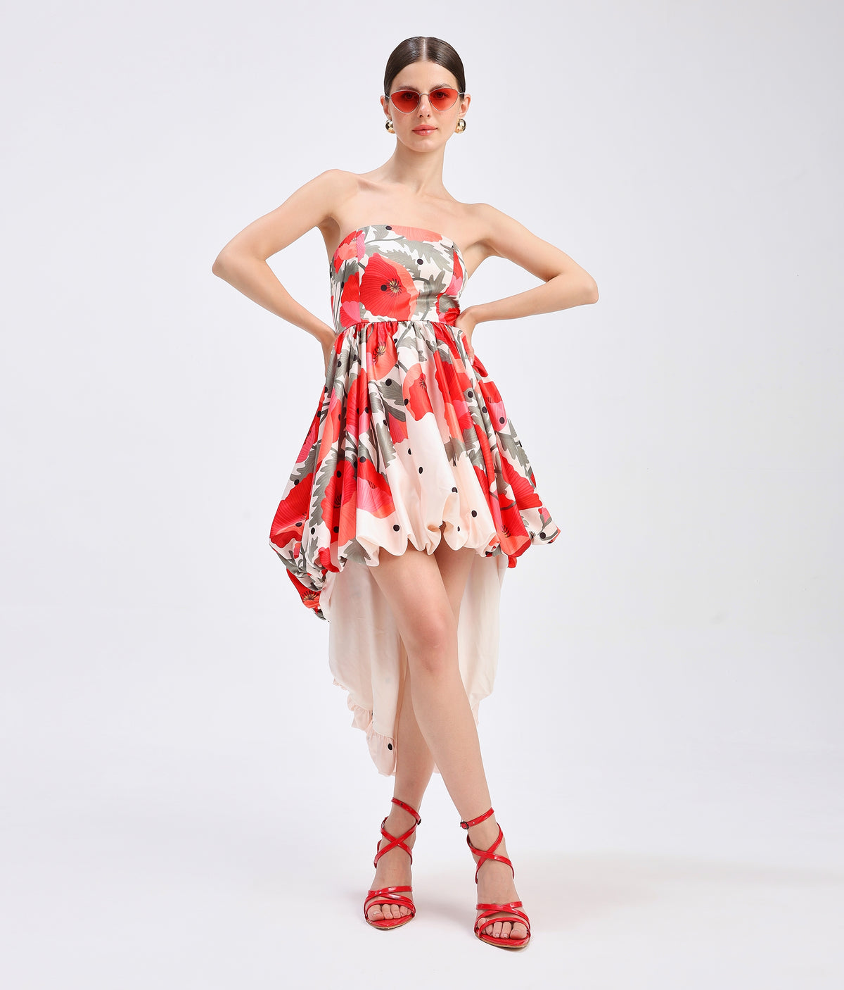 Scarlet Polka Bubble Hem Dress