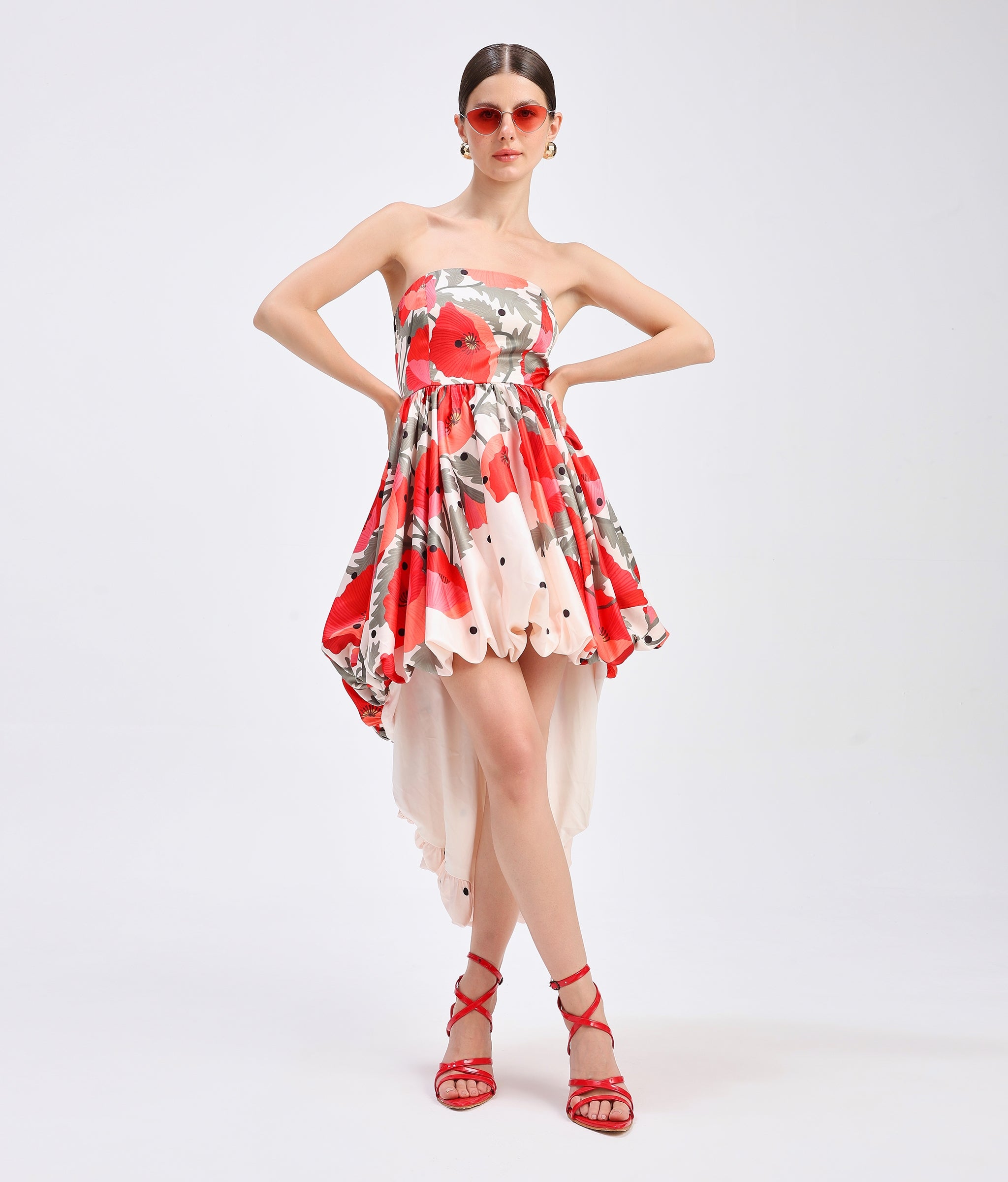 Scarlet Polka Bubble Hem Dress
