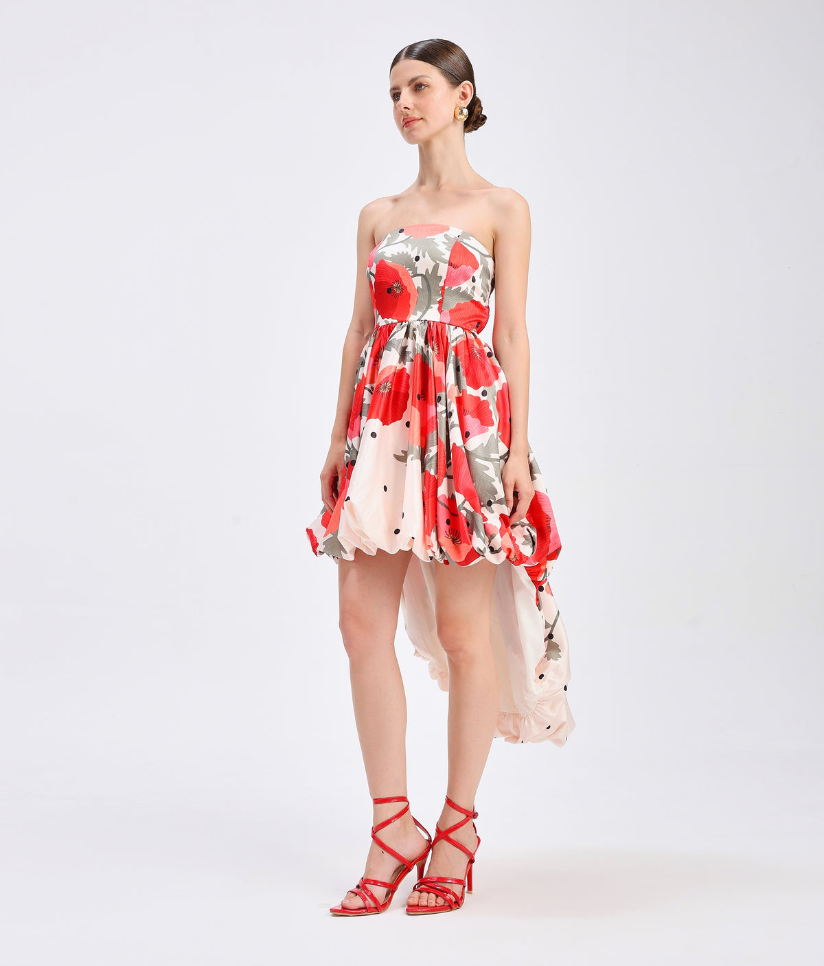 Scarlet Polka Bubble Hem Dress