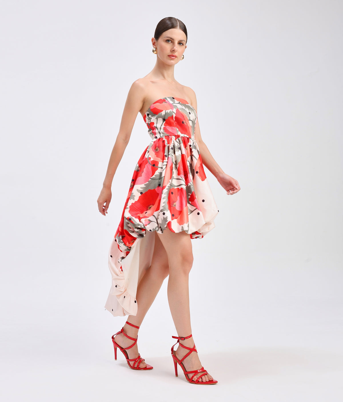Scarlet Polka Bubble Hem Dress
