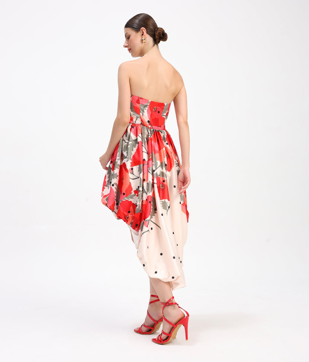 Scarlet Polka Bubble Hem Dress