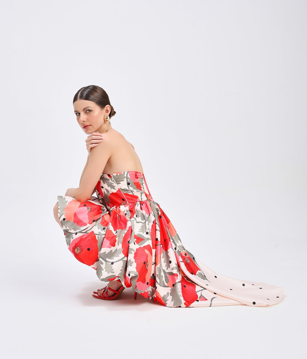 Scarlet Polka Bubble Hem Dress