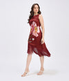 Bordeaux Bloom Fringe Dress