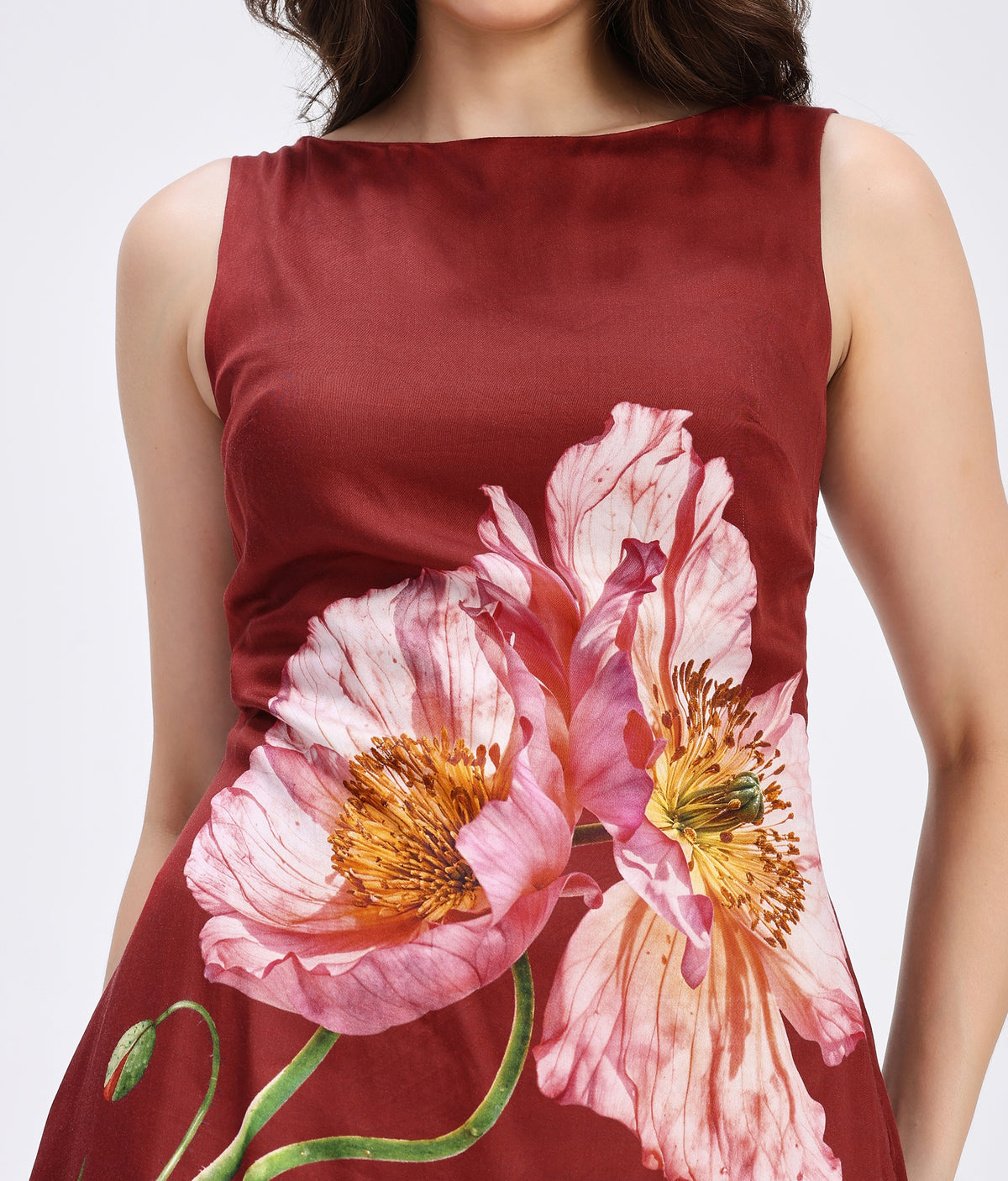 Bordeaux Bloom Fringe Dress