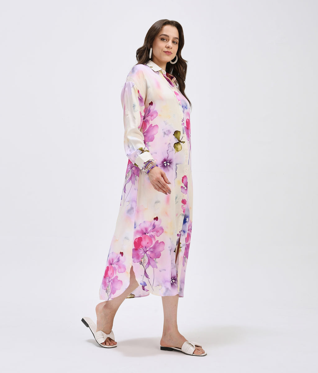 Misty Sunrise Shirt Dress