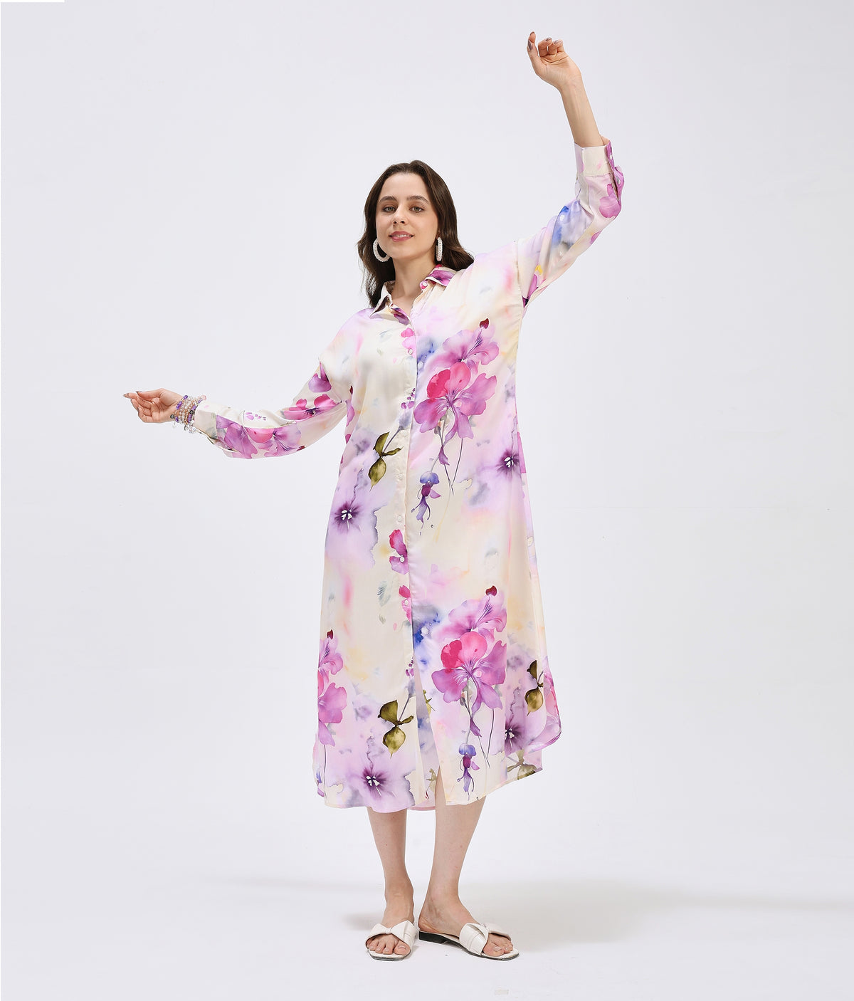 Misty Sunrise Shirt Dress