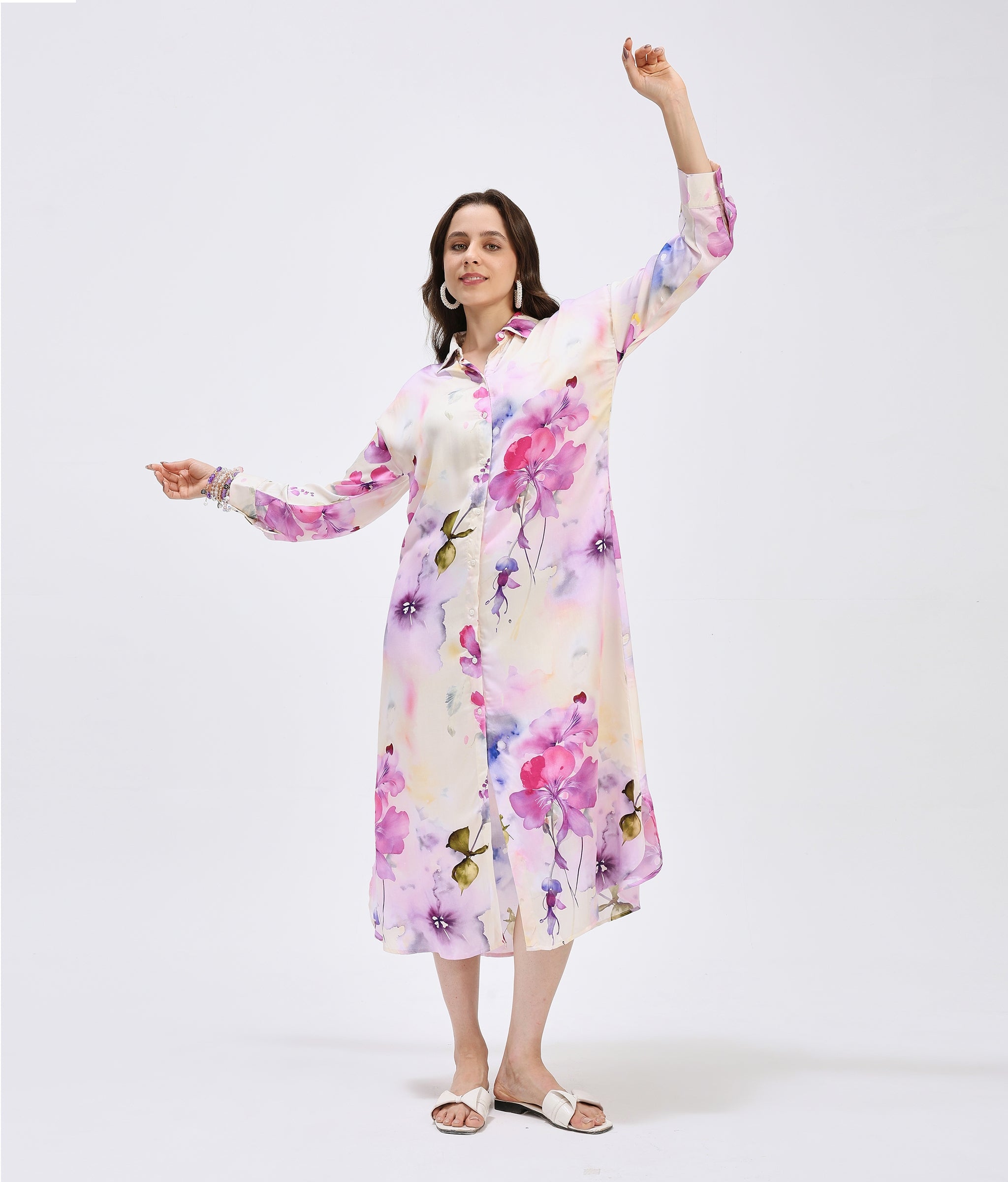 Misty Sunrise Shirt Dress