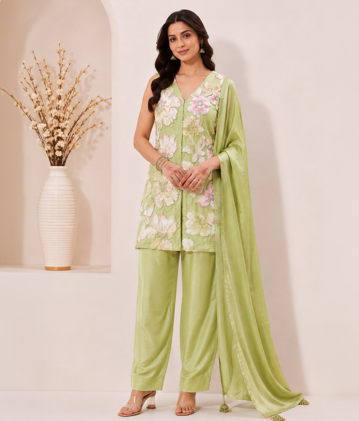 Pista Petals Kurta set