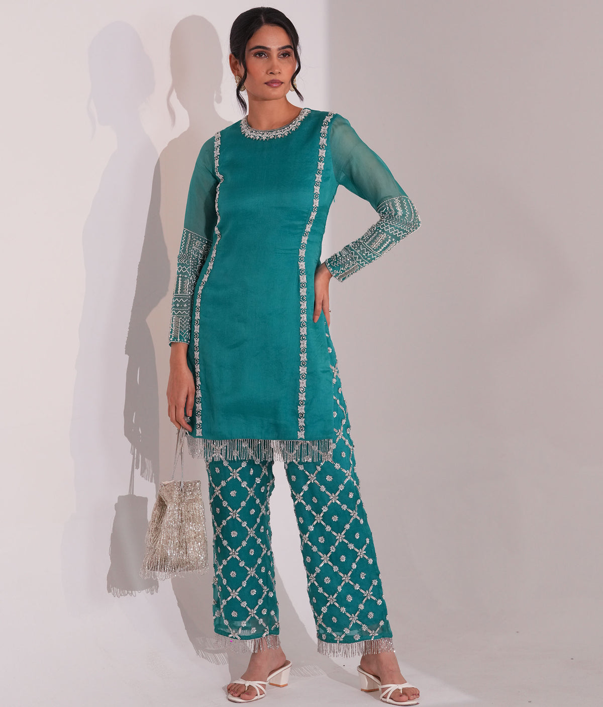 Azure Tessera Kurta Set