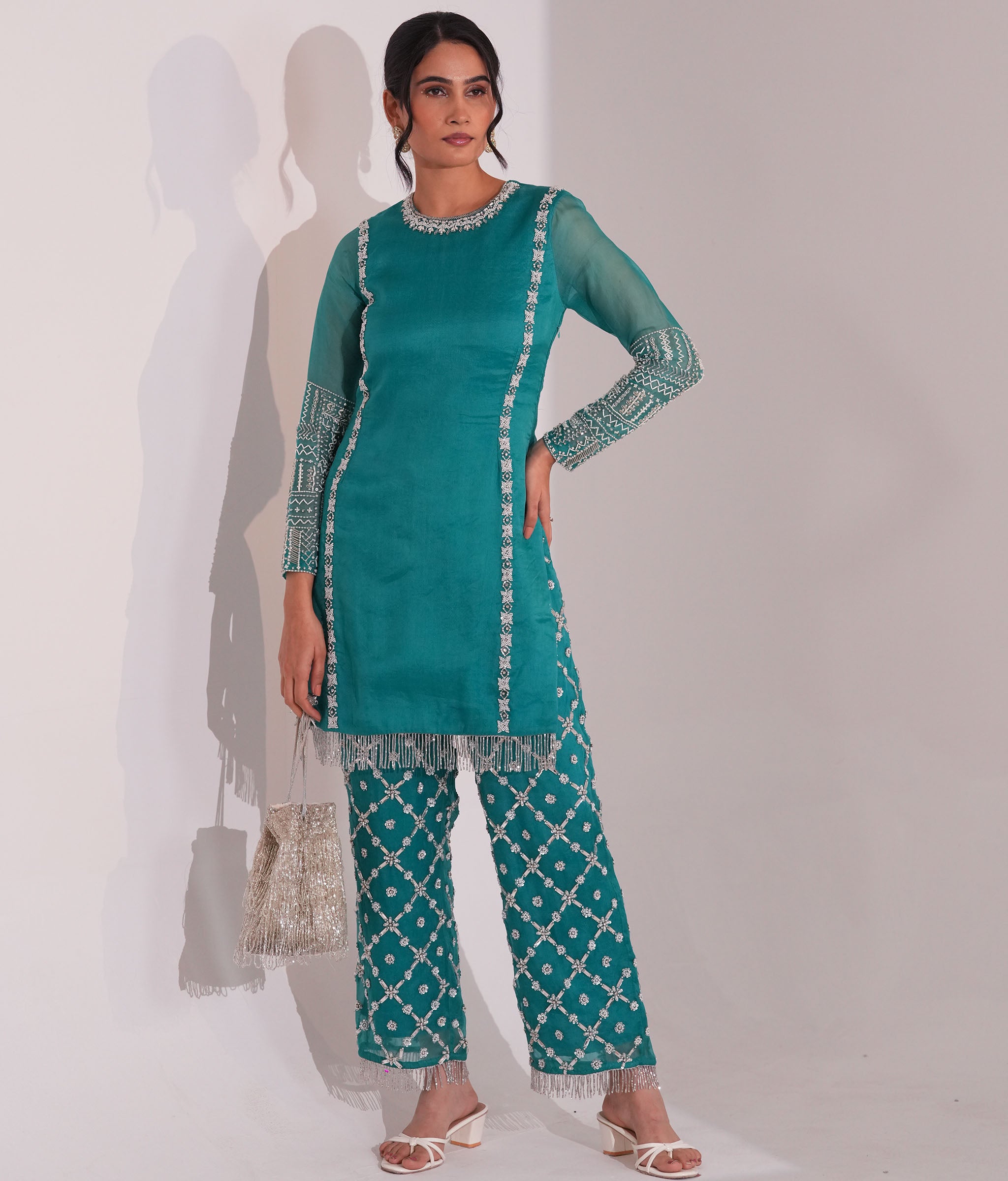 Azure Tessera Kurta Set