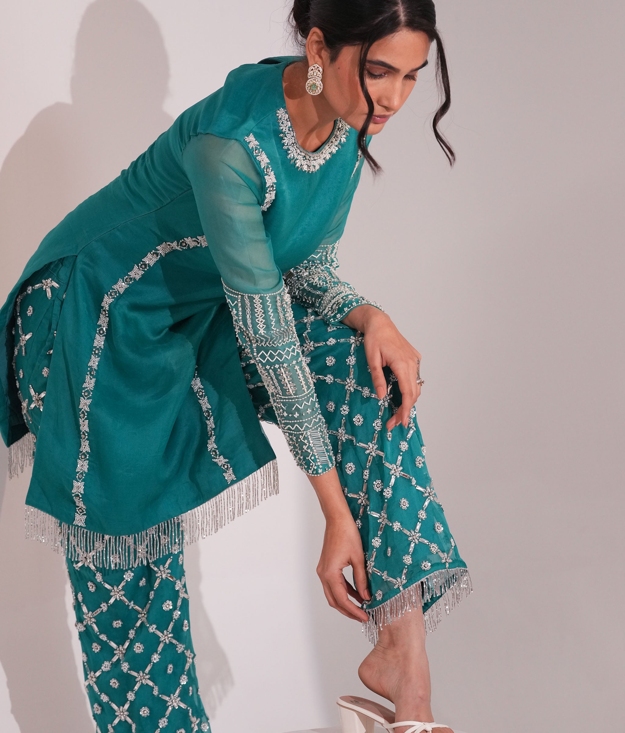 Azure Tessera Kurta Set